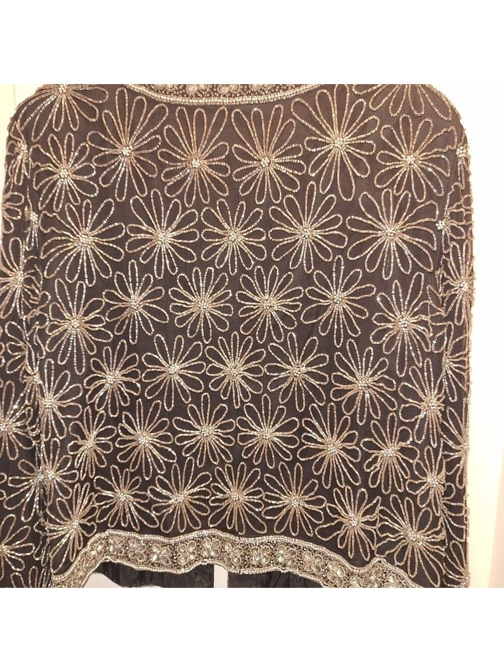 Papell Boutique Black Silver Beaded Blazer Jacket Large - Picture 6 of 8